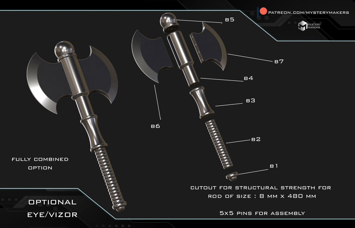 Detailed 3D render of Masters of the Universe inspired He-Man Battle Axe