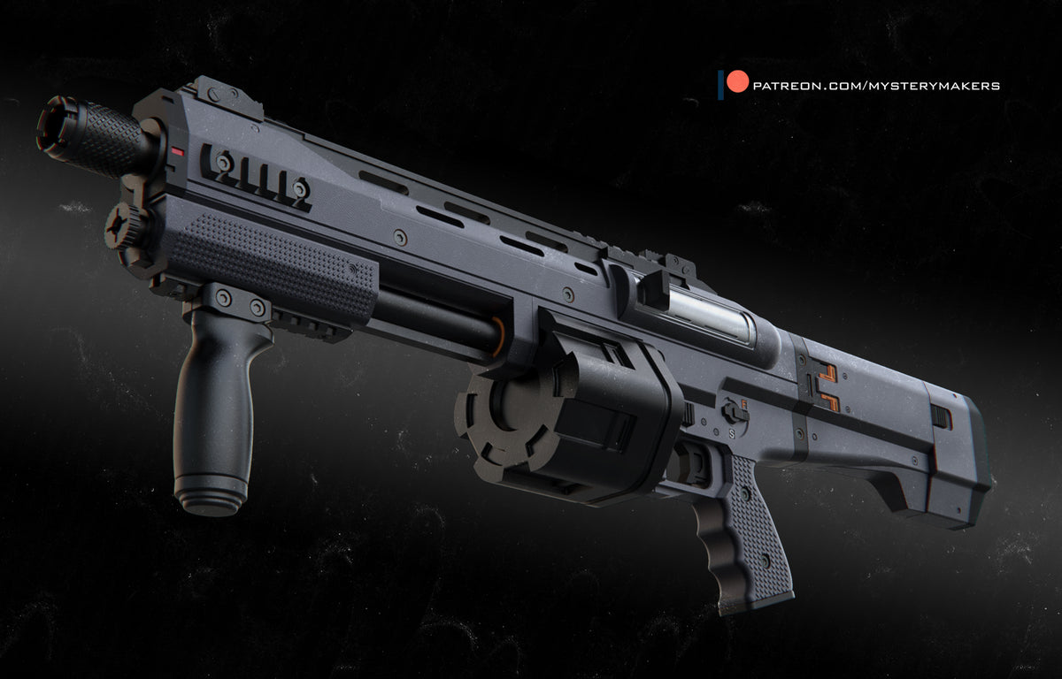 3D render of CQS48 Bulldog replica kit inspired by Halo Infinite for cosplay and display
