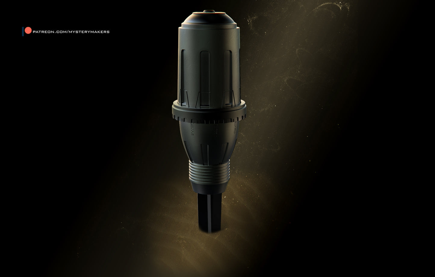 3D render of Fremen Thumper replica shown in open display position