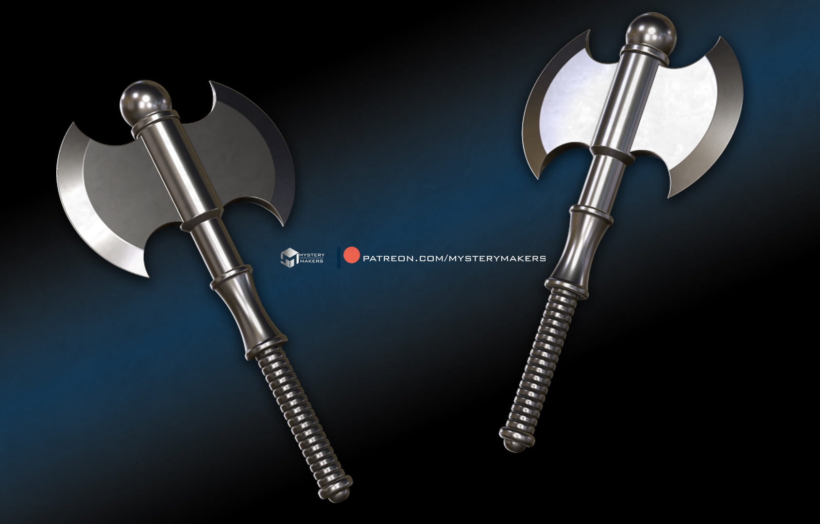 Side view 3D render of He-Man Battle Axe cosplay prop replica