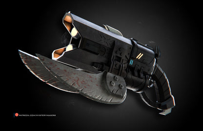 Side view 3D render of Halo inspired Brute Spiker cosplay prop replica