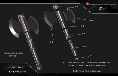 Detailed 3D render of Masters of the Universe inspired He-Man Battle Axe