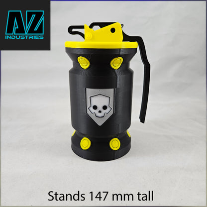 3D printed Helldivers 2 G3 smoke grenade replica prop displayed