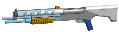 3D render of a Halo-inspired M90 airsoft prop conversion kit assembled