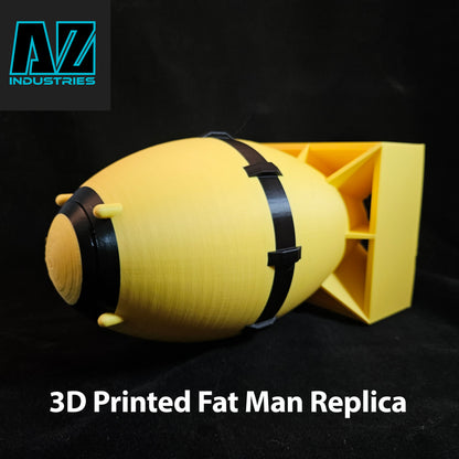 3D Printed Fat Man Atomic Bomb Replica with Display Stand