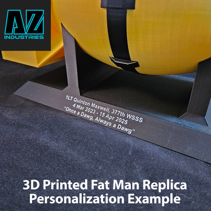 3D Printed Fat Man Atomic Bomb Replica with Display Stand