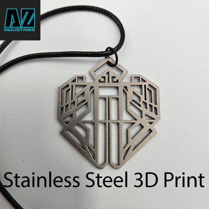 Stainless steel Lune's Necklace replica inspired by Clair Obscur Expedition 33 displayed on surface